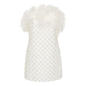 Rebecca Vallance Ivory Feathered Dress